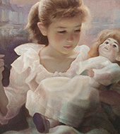 フランス人形を抱く少女